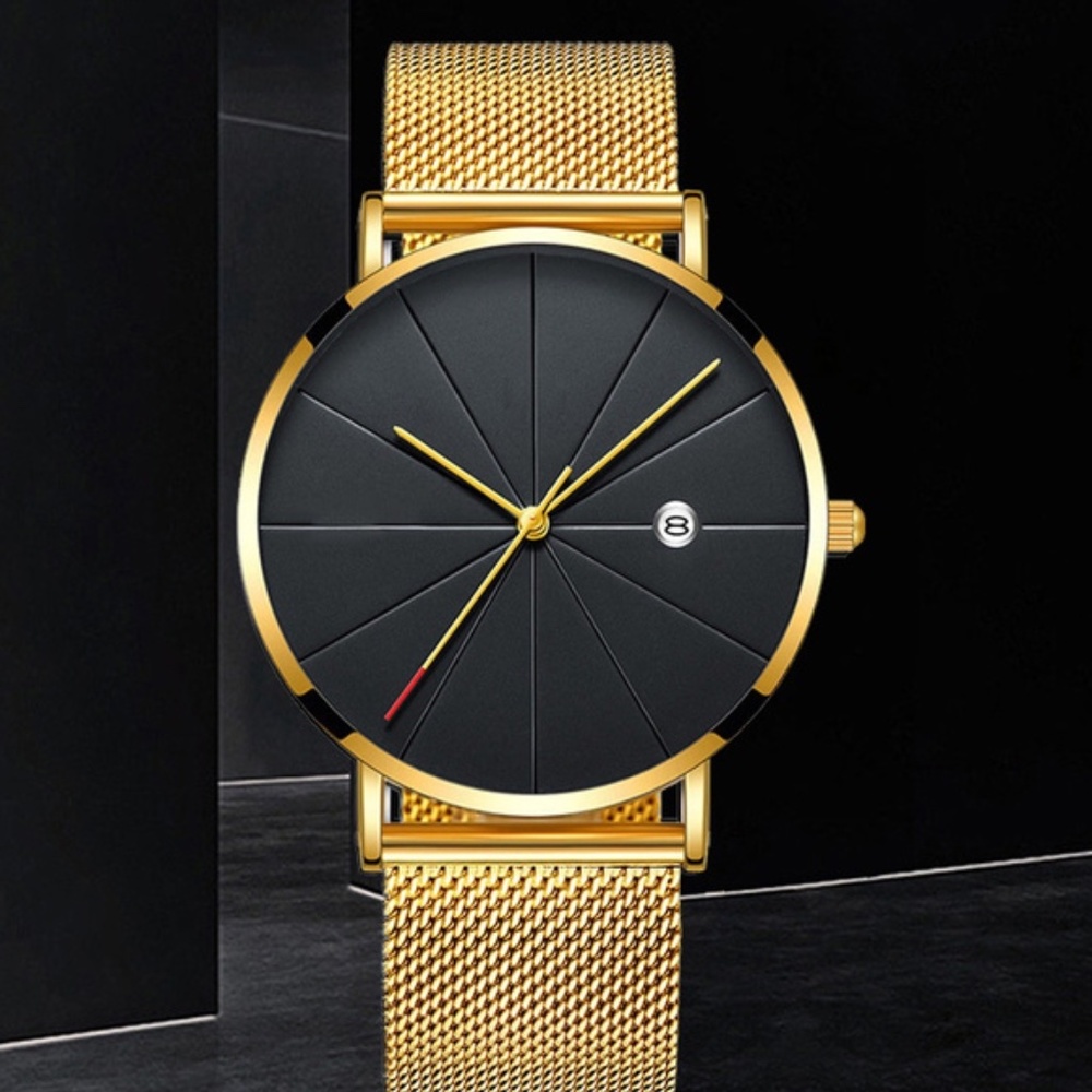 Stainless Steel Quartz Luxury Calendar Watch NWT